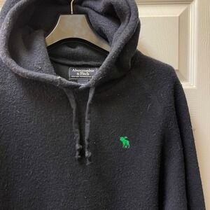 Vintage Abercrombie & Fitch Men's Medium Navy Wool Blend Hoodie Sweater Moose